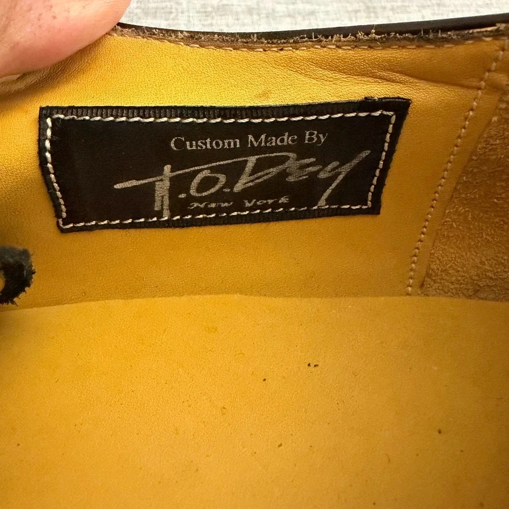 T.O.‎ Dey Wingtip Oxfords Mens 10 Black White Custom Made Spectator Vintage NY